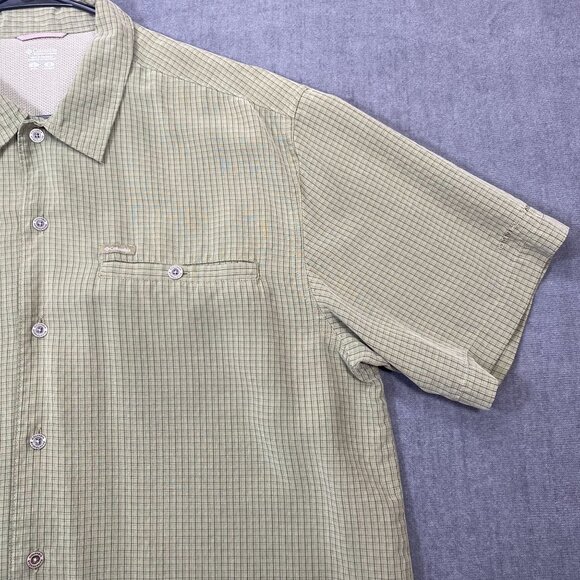 Columbia Mens Green Plaid Short-Sleeve Button-Up Shirt L Lightweight Modal Blend - Picture 10 of 13